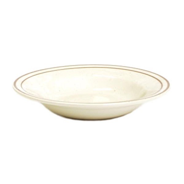 Tuxton China American 8.75 in. Bahamas Soup Bowl - White with Brown Speckle - 2 Dozen TBS-003
